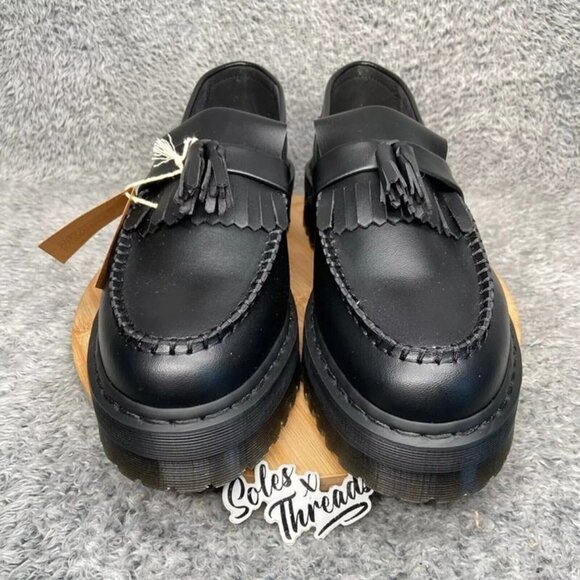 Dr. Martens Vegan Adrian Quad Mono Loafers Sizes Men Black - Picture 3 of 7